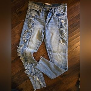 Chelsea & Violet Funky Frayed Blue Jeans